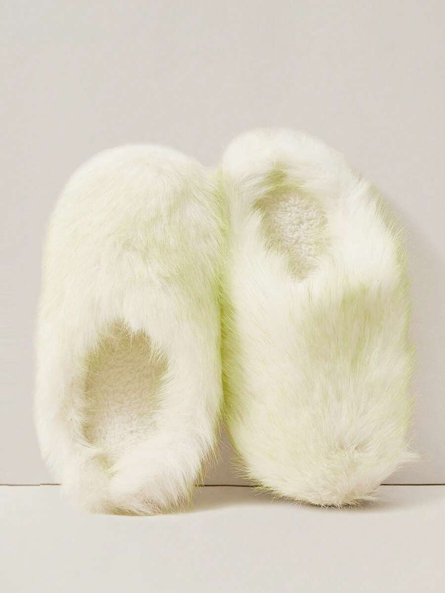 Cuccoo Women Plain Color Flat Simple Furry Slide Slippers,Casual Daily Wear For Christmas And New Year Holiday Vibe Fall And Winter