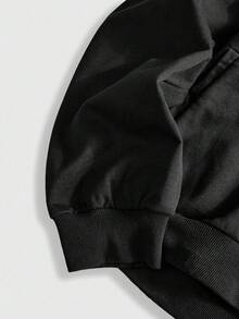 ROMWE MEN Men's Autumn Gothic Print Zip-Up Casual Loose Hoodie Sweatshirt - Black - View 4