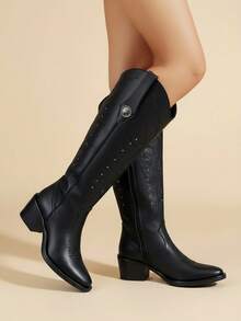 Women Knee-High Boots - Black - View 2