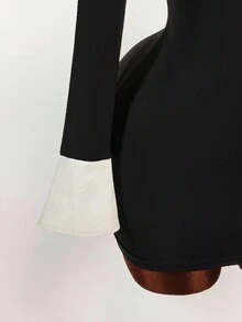 Amplova 女士休闲简约百搭修身长袖迷你连衣裙 - 彩色 - 查看 5