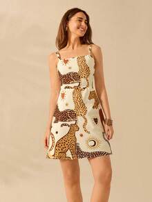 CAJUNI Váy ngắn họa tiết động vật Boho Tropical Colorblock dành cho nữ mùa hè thường ngày - Nhiều màu - Xem 5