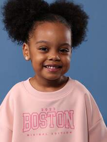 SUMWON 女童粉色波士顿运动衫慢跑套装休闲运动服秋冬装 - 粉色 - 查看 5