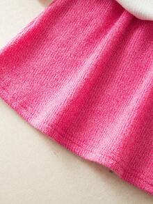 Conjunto de cardigan de manga larga y falda de punto con diseño de cerezas lindas para niñas, color magenta