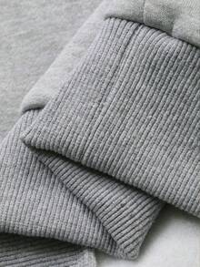 DAZY 男士纯色抽绳连帽落肩运动衫，秋装 - 灰色 - 查看 7