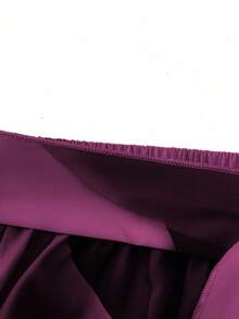 Franclia Chân váy in họa tiết toàn thân buộc phía trước cỡ lớn, mặc thường ngày màu tím - Màu đỏ tím - Xem 4