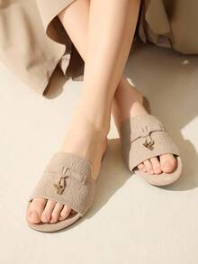 CUCCOO BASICS Casual Versatile Comfortable Women Flat Sandals For Christmas Spring Shoes Summer Shoes - Apricot - View 7