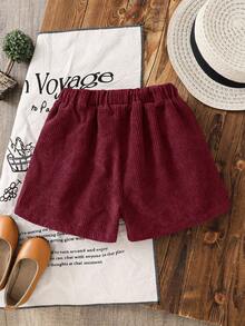 Pantalones cortos ajustados de unicolor para niña - Burdeos - Ver 2