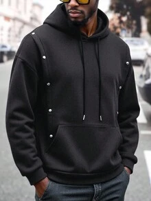 Manfinity Homme 男士休闲雪花连帽衫，秋冬 - 彩色 - 查看 1