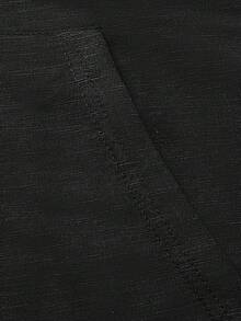 Manfinity Homme 男士休闲纯色连帽衫，秋季休闲健身拉链黑色连帽衫，长袖上衣 - 黑色 - 查看 6