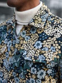 Manfinity CasualCool Herren Langarm Lässig Blumen Jacquard Jacke, Herbst/Winter - Verschiedenfarbig - Übersicht 5