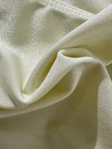 Swim Chiccia 女士纯色香槟色闪亮比基尼套装带贝壳装饰，裹身裙，休闲，度假，沙滩，派对性感泳衣 - 香檳色 - 查看 11