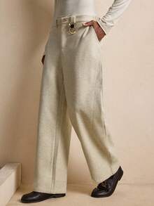 AKNOTIC Men's Fashionable Commuter Wide Leg Pants, Autumn/Winter - Apricot - View 4