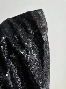 Elamini Women's Solid Color Sequin Backless Criss-Cross Strap Dress