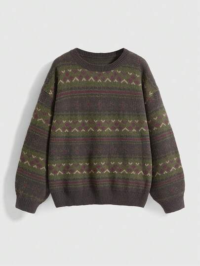 Fairycore Lässiger, locker sitzender Rundhals-Pullover mit Langarm für Frauen