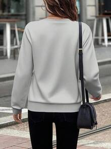 EMERY ROSE Women's Casual Front Zip-Up Round Neck Sweatshirt, Suitable For Autumn/Winter - Multicolor - View 2