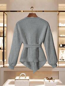 Franclia Nuevo cárdigan blanco elegante y versátil de alta calidad para mujer, apto para otoño/invierno - Gris - Ver 2