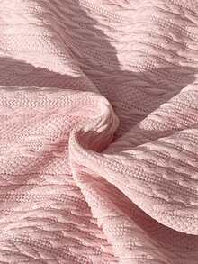 Souflis Souflis 2pcs/Set Baby Girls Elegant Cute Jacquard Textured Cable Knit Long Sleeve Polo Collar Cardigan Top And Elastic Waist Pleated Skirt Set, Suitable For Commuting, School, Casual, Vacation, Sports, Home, 6M-3T, Children Clothing, Infant Apparel, Back To School, Collegiate Style, All Season - Pink - View 9