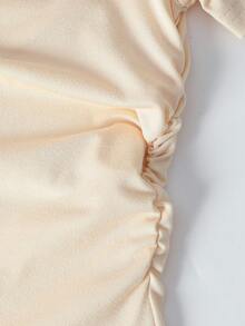 Sparklyn 3 件女童蝴蝶结印花腰部短袖 T 恤，灰色、粉色、黑色 - 咖啡棕 - 查看 5