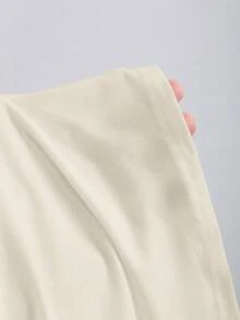 Sweetra 女式性感修身露肩迷你连衣裙，配金属扣 - 杏色 - 查看 7