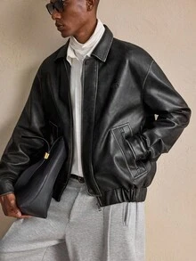 AKNOTIC 男士时尚百搭通勤复古长袖夹克，适合秋冬季穿着