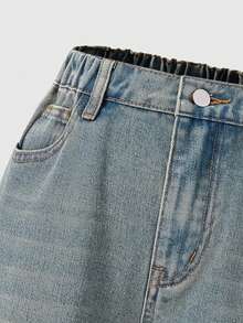 Quần jeans ống rộng Streetcool Tween Girl Tween Girl, Quần denim rộng rãi thường ngày - Rửa nhẹ - Xem 8