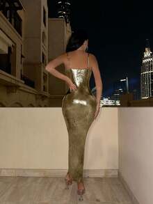 Eryvara Đầm Maxi Dây Ôm Vừa Vặn Cho Nữ - Vàng - Xem 2