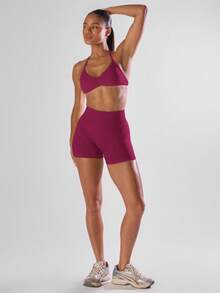 Musera Sport Áo ngực thể thao dây buộc cổ hở lưng, xếp ly, chắc chắn, thích hợp cho các hoạt động thể thao năng động như tập gym, chạy bộ, câu lạc bộ chạy, padel, tennis, pickleball, yoga, pilates, thể dục hàng ngày và mặc thường ngày. - Màu Hồng Tươi - Xem 5