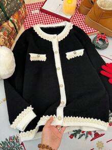 DAZY Christmas Tween Girl Fall Clothes Tween Girls Cardigan - Black - View 2