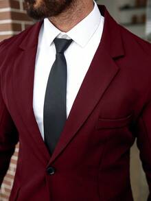 Manfinity Mode Conjunto de 2 piezas (Blazer y pantalones) para hombres talla grande, unicolor - Burdeos - Ver 5