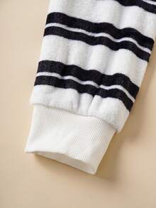 FRIENDS X SHEIN 女士休闲条纹贴袋宽松落肩睡袍，秋季 - 彩色 - 查看 4