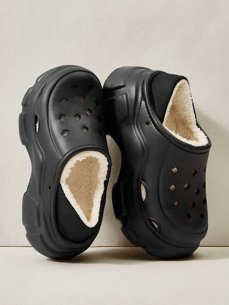 Cuccoo 女士时尚毛绒衬里厚底凉鞋，适合秋冬季