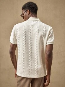 AKNOTIC Men's Short Sleeve Textured Casual Commute POLO Shirt