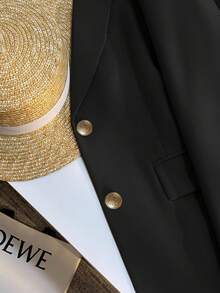 Franclia Cream-Colored Casual Blazer Jacket For Women, French Style Spring/Autumn New Arrival, Solid Color Lightweight Suit Jacket