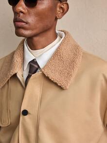 AKNOTIC Business Casual Men's Fashionable Versatile Commuter Long Sleeve Jacket, Autumn, For Fall Winter - Khaki - View 3