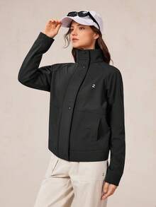 OutZeal 女士防水保暖立领户外冲锋衣，秋冬季日常休闲款 - 黑色 - 查看 8