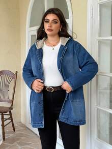 Flexra Plus Size Women Casual Long Padded Jacket, Winter Women's Winter Jacket - Medium Wash - View 5