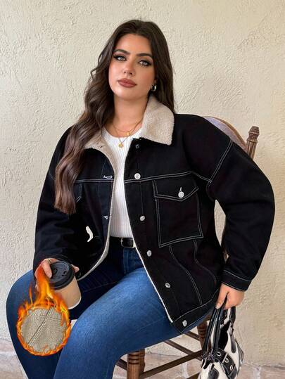 Flexra 大码女式冬季休闲保暖内衬夹克