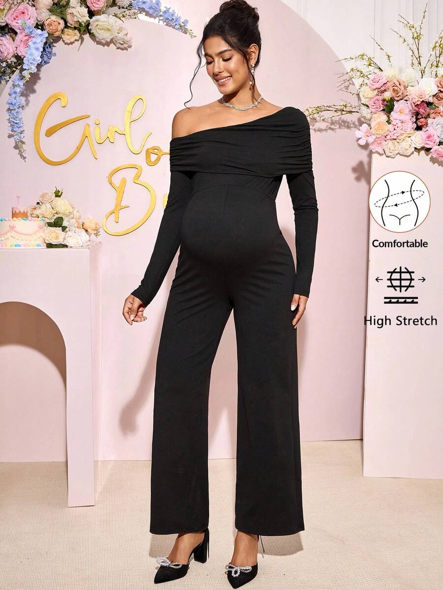Loomaby Maternity Jumpsuits,Gender Reveal Dress,Maternity Dress, Baby Shower Dress Maternity Rompers Long Sleeve Maternity Jumpsuit Maternity Clothes Off The Shoulder Maternity Jumpsuit