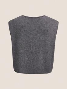 Siren Gaze 休闲优雅风格百搭灰色仿羊绒毛衣背心，适合秋冬季 - 彩色 - 查看 6