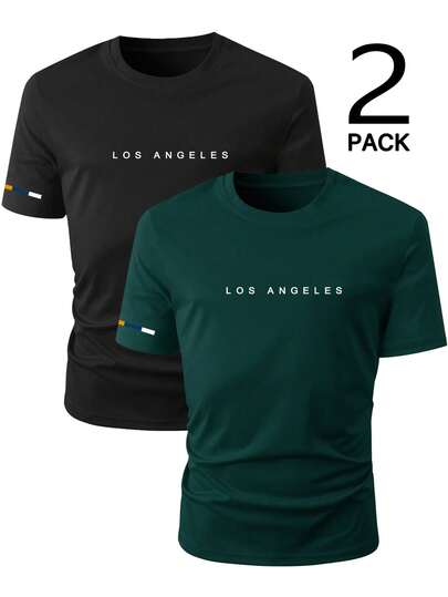 Manfinity Homme 男士休闲字母印花短袖T恤，夏季