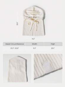 GLOWMODE Keep It Cozy 30% Wool Soft Warm Chill Ribbed Drawstrings Woven Balaclava Autumn Winter Daily Casual Wear - White - View 7