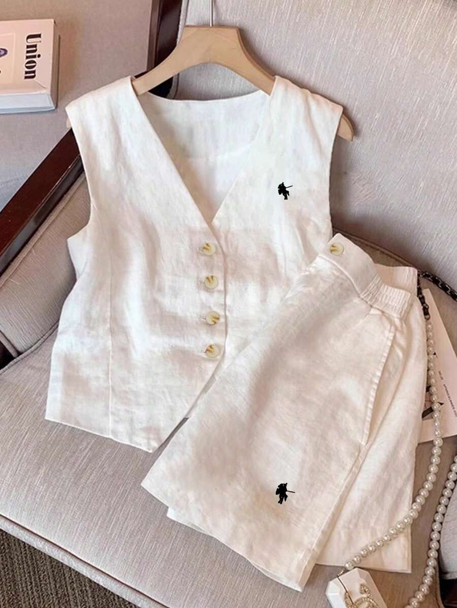 Airaco 女士简约时尚背心上衣和短裤休闲两件套