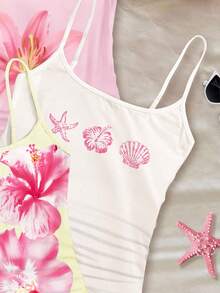 3 PiecesTween Girls Slim Fit Casual Sports Camisole Tank Top Sets Girls Summer Tank Tops Girls Floral Tank Tops Cute Tween Tank Tops Beach Tank Tops For Tweens Flower Tank Top