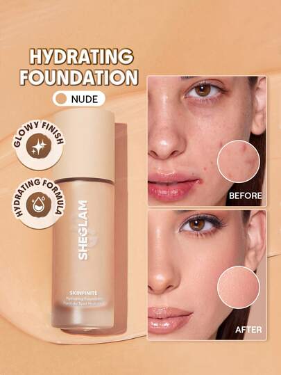 SHEGLAM Base De Maquillaje Hidratante Skinfinite-Nude Flawless Dewy Foundation Cobertura Hidratante Corrector De Poros Invisible Sin Poros No Grasoso Base De Maquillaje LíQuida Suave Y Natural Ligera Marca Belleza Maquillaje CosméTico Para Mujeres NiñAs Perfecto Para Invierno Ideal Para Y2K Elegante Moda Adecuado Para CumpleañOs Navidad Regalo Fiesta Listo Mejor Color
