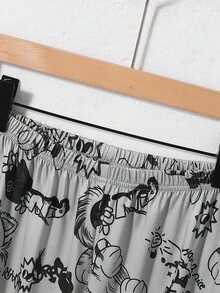 2pcs Boys' Grey Tiger Print Knit Fabric Comfortable Soft Long Sleeve Top And Pants Casual Loungewear Set - Multicolor - View 5