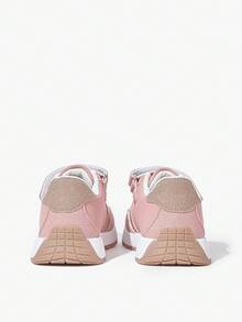 JNSQ 1双女童儿童运动鞋毛绒拼接PU粉色复古风格运动风格轻便耐磨爱心金跑步鞋运动鞋 - 藕粉色 - 查看 10