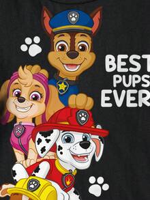 SHEIN | PAW Patrol Young Boy Letter & Cartoon Graphic Round Neck Short Sleeve T-Shirt - White - View 6