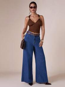 COSMINA Camiseta de mujer con hebilla metálica elegante de cuello en V, versátil para ir al trabajo y uso diario, para todas las estaciones