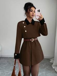 Elenzga Elegant Luxury Fashion Thick Coat For Women - Brown - View 5