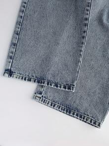 GlowEve Women's Casual Washed Wide Leg Cargo Jeans - Blue - View 5